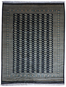 Traditional Hand Knotted Black Wool Rug 8'11 x 11'6 - IGotYourRug
