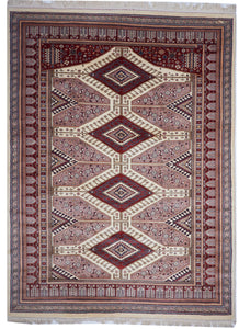 Traditional Hand Knotted Red Ivory Wool Rug 8'6 x 11'5 - IGotYourRug
