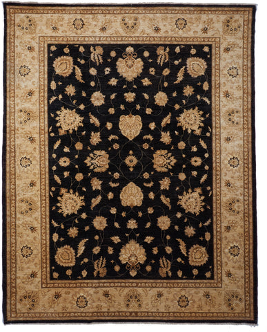 Traditional Hand Knotted Black Gold Wool Rug 8'10 x 11'2 - IGotYourRug