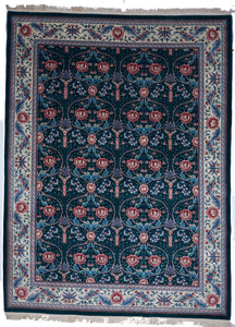 Floral Traditional Hand Knotted Blue Ivory Green Wool Rug 8'11 x 11'11 - IGotYourRug