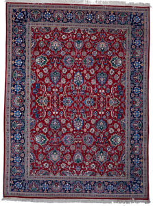 Traditional Hand Knotted Red Blue Wool Rug 8'11 x 12' - IGotYourRug
