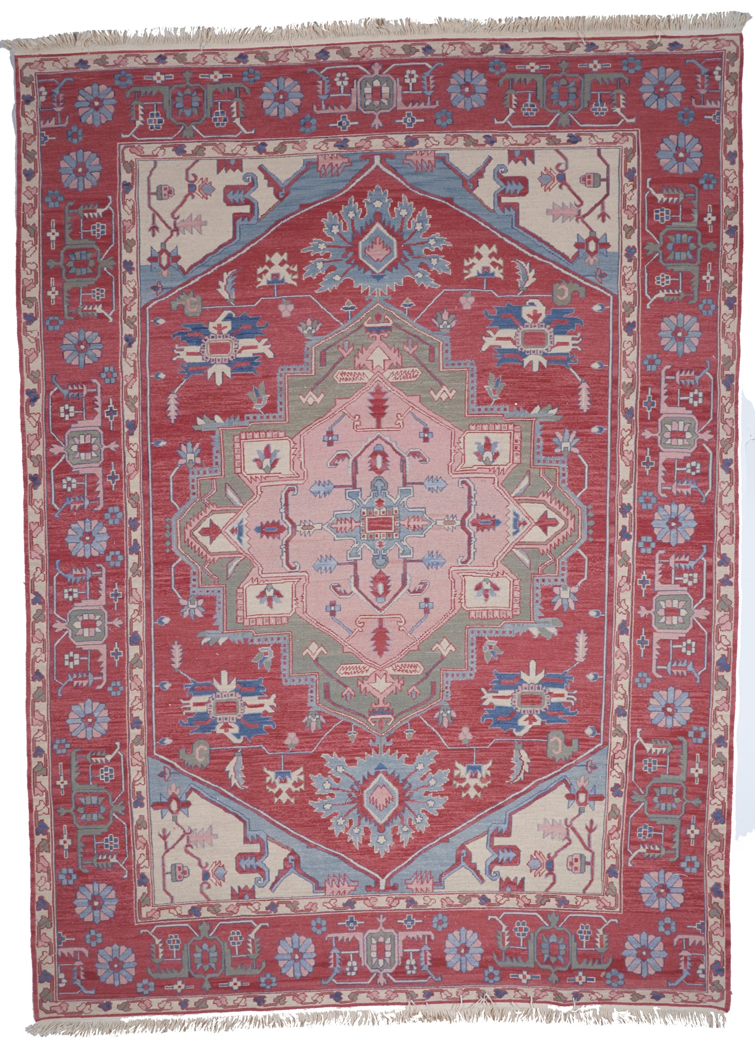 Soumak Hand Knotted Rose Pink Wool Rug 8'7 x 11'5 - IGotYourRug