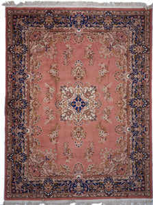 Floral Traditional Hand Knotted Pink Wool Rug 9'2 x 12' - IGotYourRug