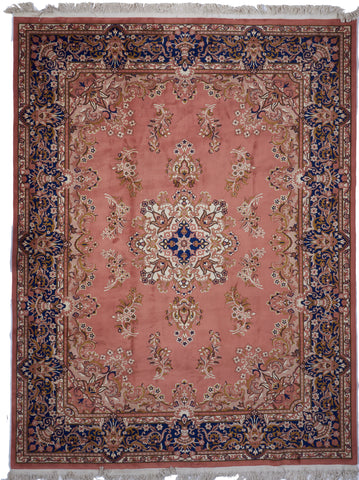 Floral Traditional Hand Knotted Pink Wool Rug 9'2 x 12' - IGotYourRug