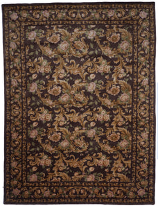 Traditional Hand Knotted Brown Wool Rug 9'9 x 11'11 - IGotYourRug