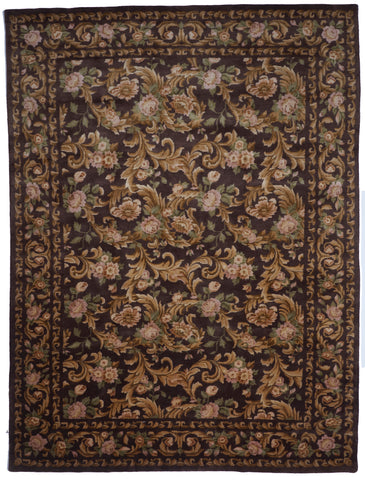 Traditional Hand Knotted Brown Wool Rug 9'9 x 11'11 - IGotYourRug