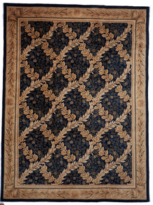 Traditional Hand Knotted Black Gold Wool Rug 8'8 x 11'9 - IGotYourRug