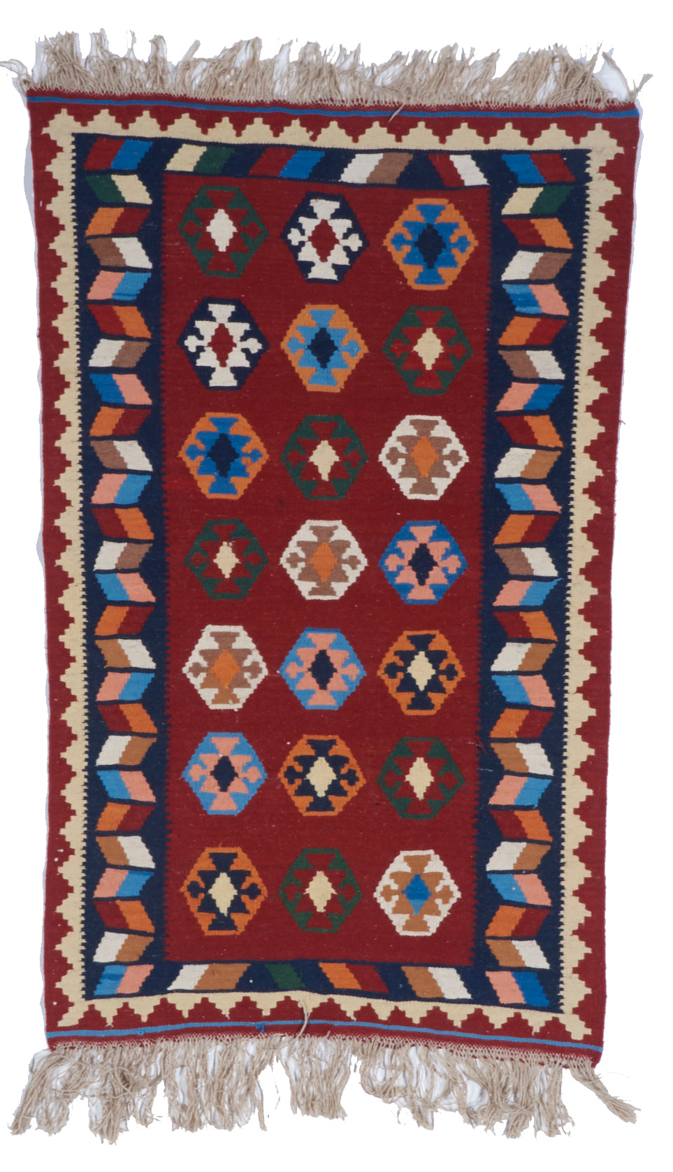 Kelim Traditional Hand Knotted Red Multicolor Wool Rug 3' x 5'1 - IGotYourRug