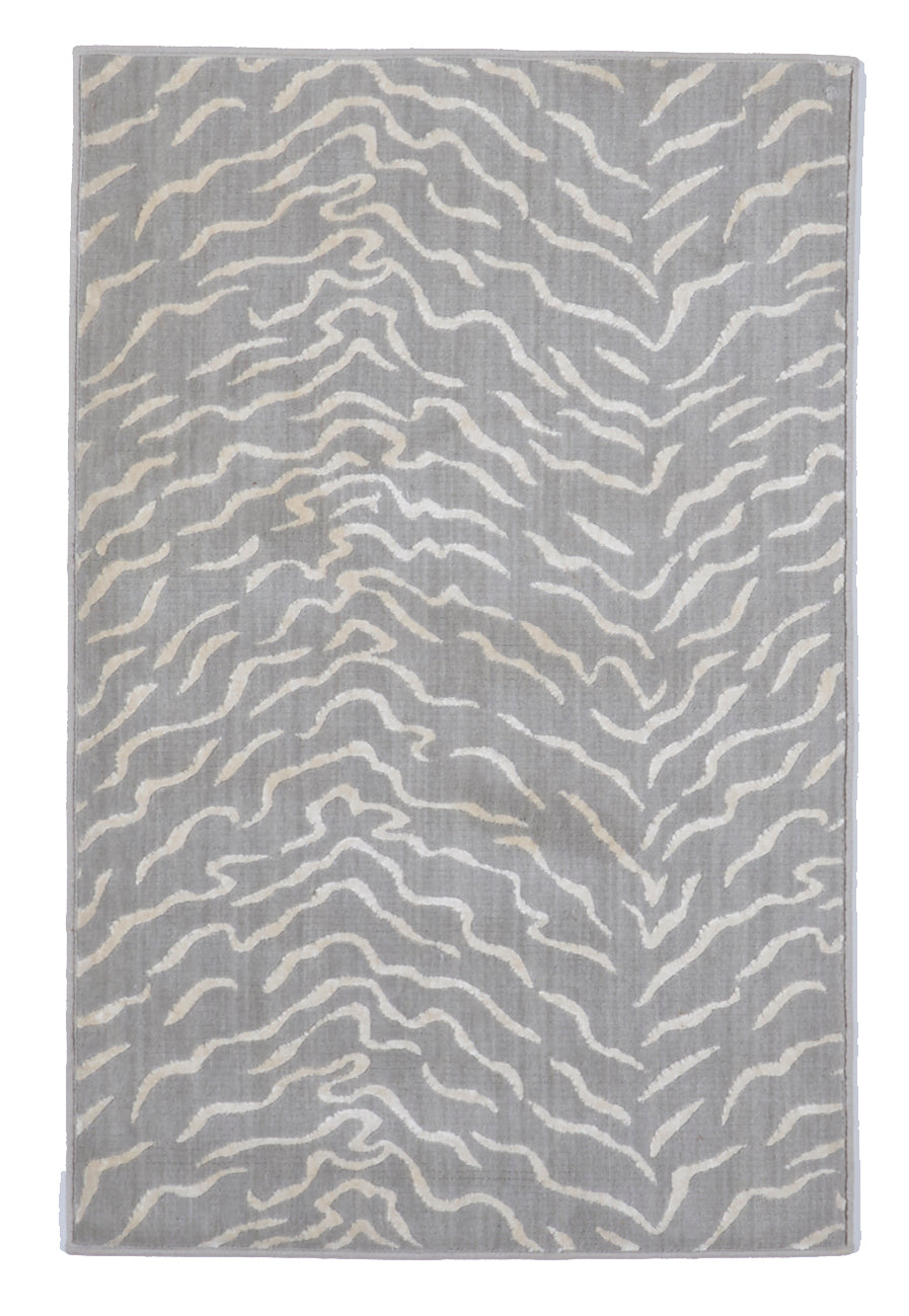 Contemporary Machine Made Gray Wool & Silk Rug 2'11 x 4'6 - IGotYourRug