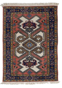 Traditional Hand Knotted Pink Blue Multicolor Wool Rug 3'4 x 4'6 - IGotYourRug