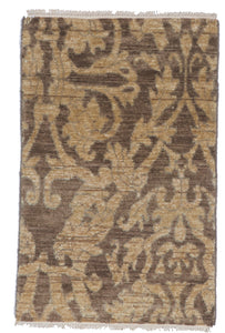 Transitional Hand Loomed Beige Brown Wool Rug 2' x 3' - IGotYourRug