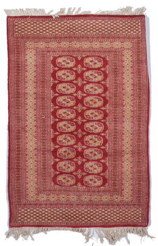 Bokhara Traditional Hand Knotted Red Wool Rug 4'1 x 6'3 - IGotYourRug