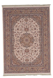 Isfahan Traditional Machine Made Ivory Wool Rug 3'11 x 5'7 - IGotYourRug