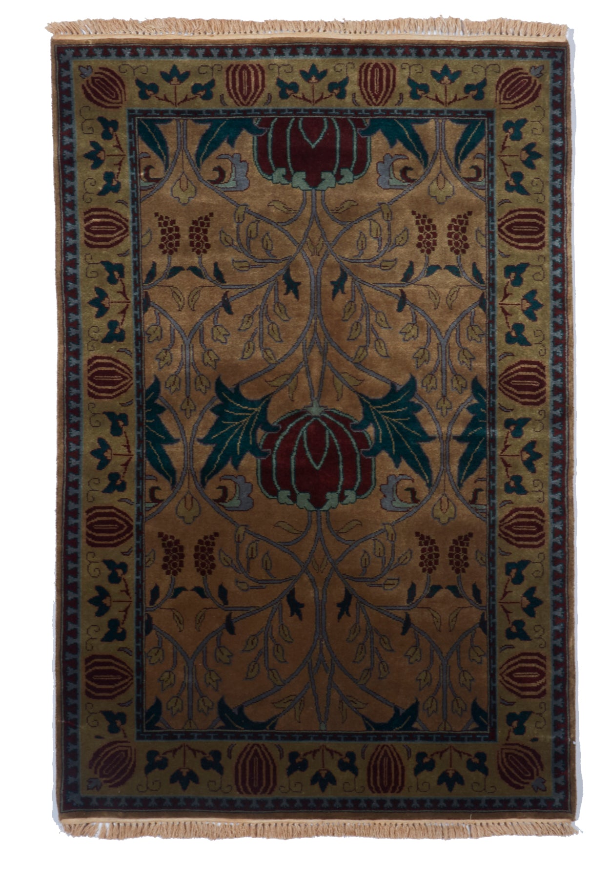 Traditional Hand Knotted Gold Wool Rug 4' x 6' - IGotYourRug