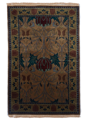 Traditional Hand Knotted Gold Wool Rug 4' x 6' - IGotYourRug