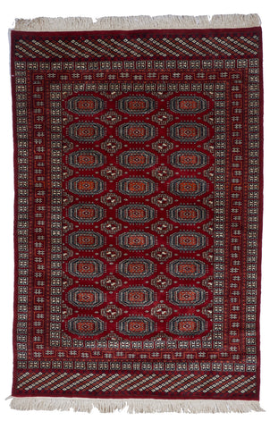 Bokhara Traditional Hand Knotted Red Wool Rug 4' x 5'11 - IGotYourRug