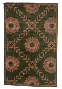 Traditional Hand Knotted Green Wool Rug 3'11 x 6'1 - IGotYourRug