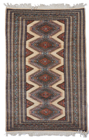 Bokhara Traditional Hand Knotted Beige Wool Rug 4'1 x 6'2 - IGotYourRug
