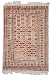 Bokhara Traditional Hand Knotted Beige Wool Rug 4'1 x 5'11 - IGotYourRug