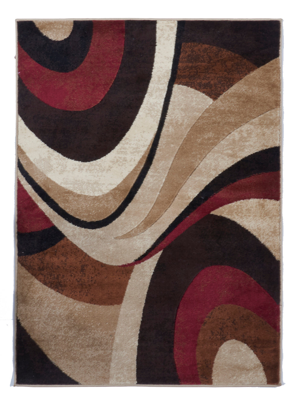 Contemporary Machine Made Brown Beige Red Wool Rug 3'4 x 4'6 - IGotYourRug
