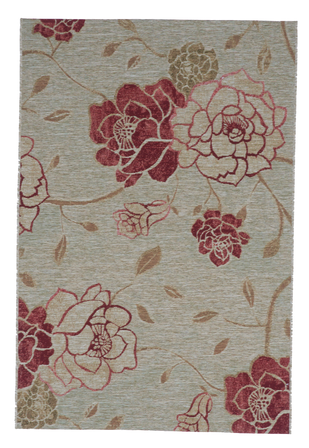 Floral Contemporary Machine Made Beige Red Wool Rug 3'4 x 4'11 - IGotYourRug