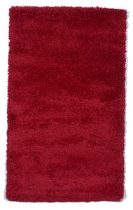 Contemporary Shag Machine Made Red Wool Rug 3' x 4'9 - IGotYourRug