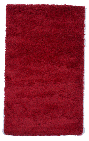 Contemporary Shag Machine Made Red Wool Rug 3' x 4'9 - IGotYourRug
