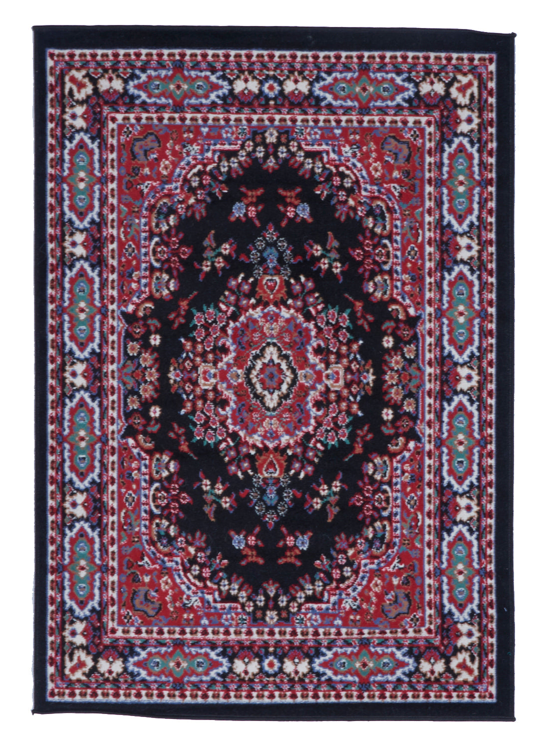 Traditional Machine Made Black Red Wool Rug 3'7 x 5'1 - IGotYourRug