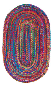 Braided Contemporary Multicolor Rainbow Oval Rug 2'11 x 4'10 - IGotYourRug
