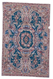 Needlepoint Traditional Tapestry Green Multicolor Wool Rug 3'11 x 6' - IGotYourRug