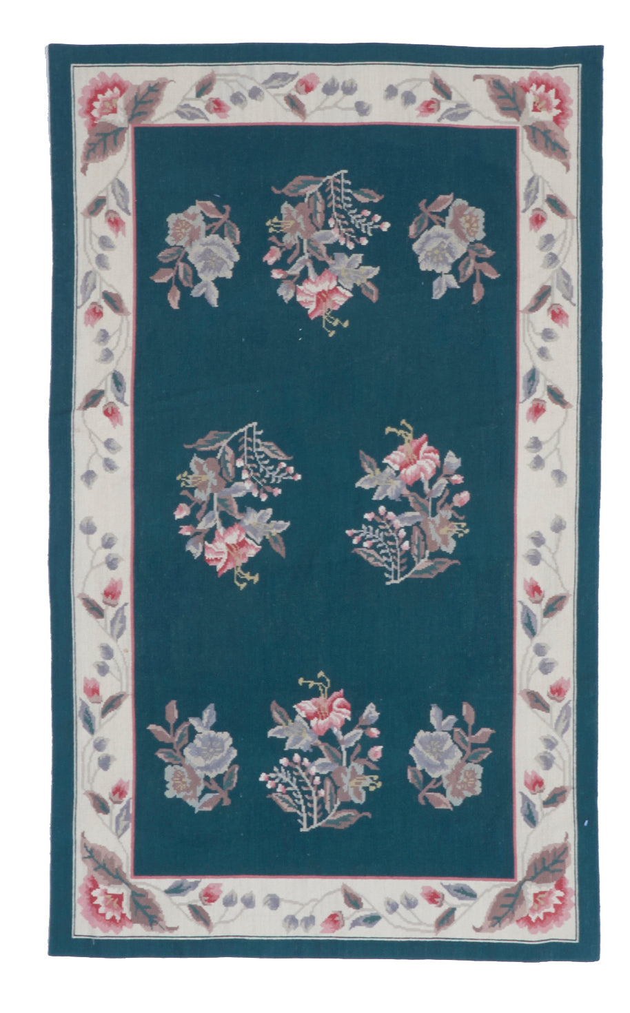 Needlepoint Traditional Tapestry Green Wool Rug 3' x 5' - IGotYourRug