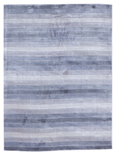 Transitional Hand Loomed Striped Blue Rug 5'5 x 7'4