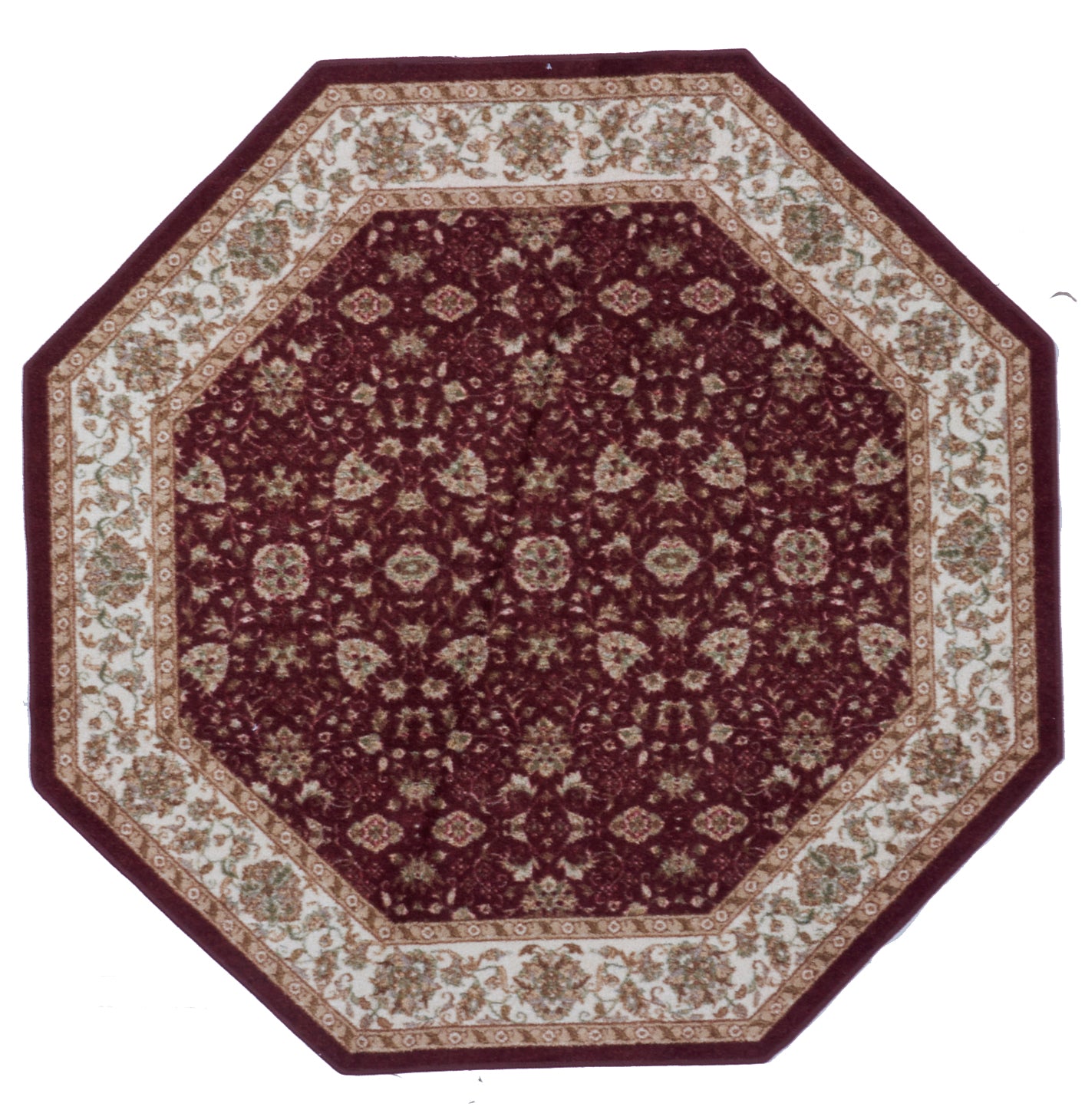 Transitional Machine Made Red Ivory Octagon Rug 4'11 x 5' - IGotYourRug