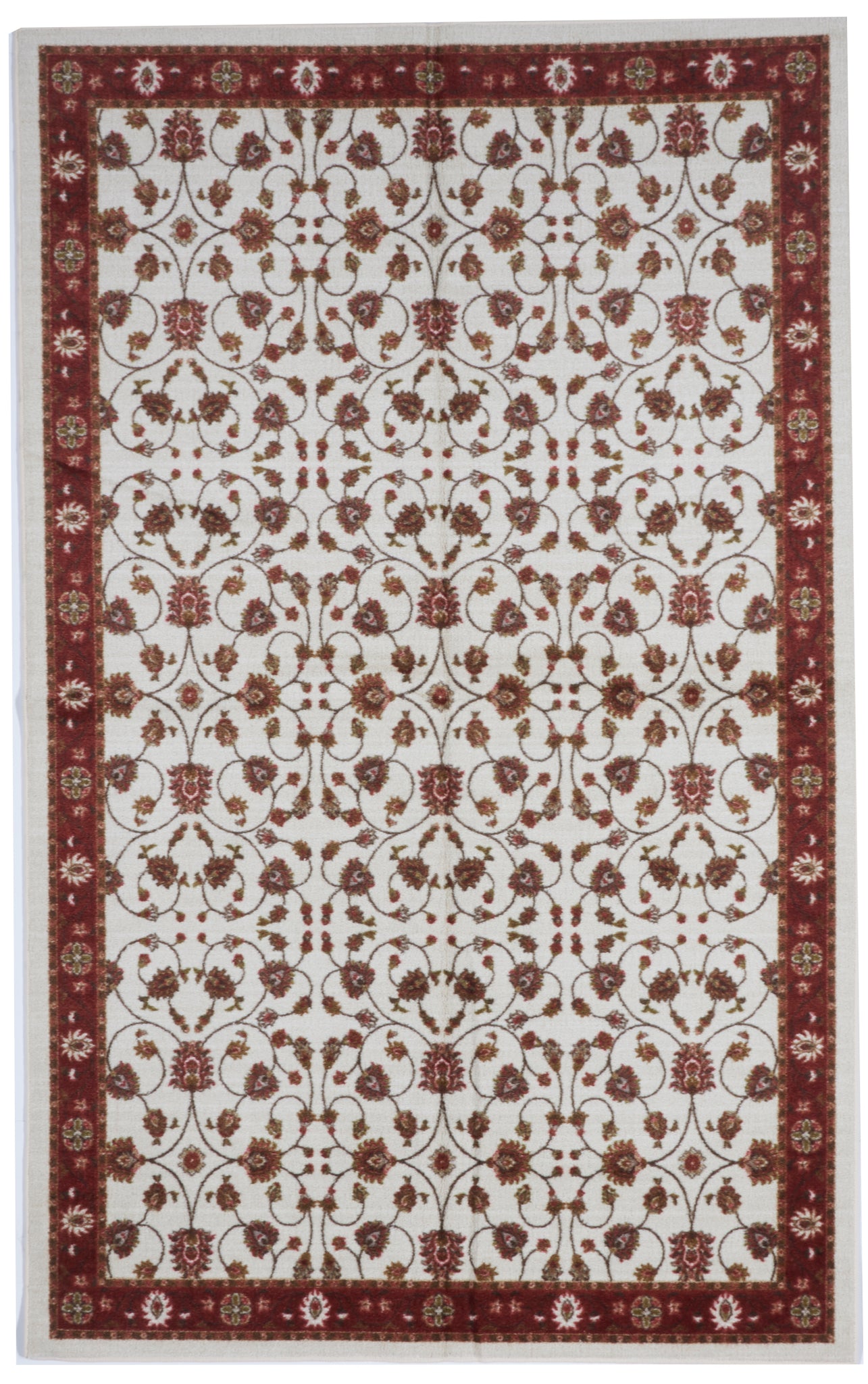 Transitional Machine Made White Ivory Red Rug 5' x 8'1 - IGotYourRug