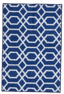 Contemporary Machine Made Blue White  Doormat Rug 2'6 x 3'8 - IGotYourRug