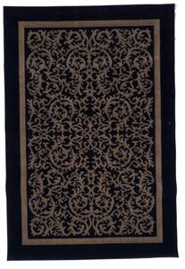 Transitional Machine Made Black Wool Rug 6' x 8'11 - IGotYourRug