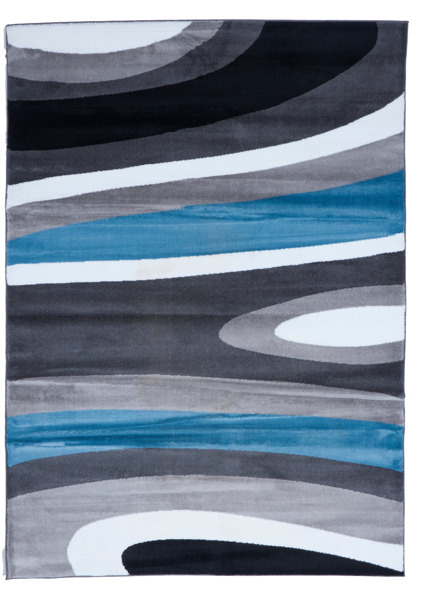 Contemporary Machine Made White Gray Blue Black Rug 5'3 x 7'3 - IGotYourRug