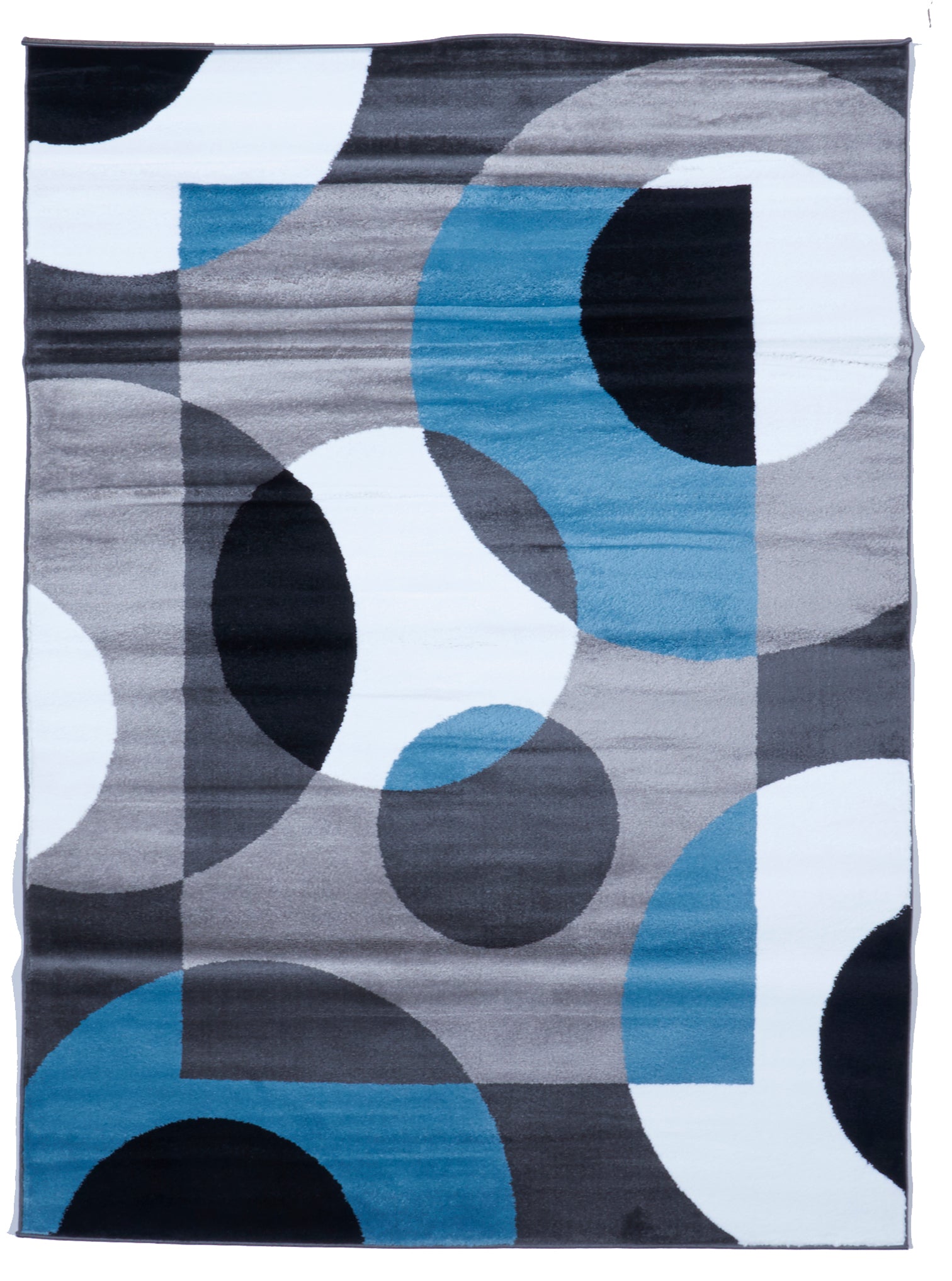 Contemporary Machine Made Gray White Blue Rug 5'3 x 7'2 - IGotYourRug