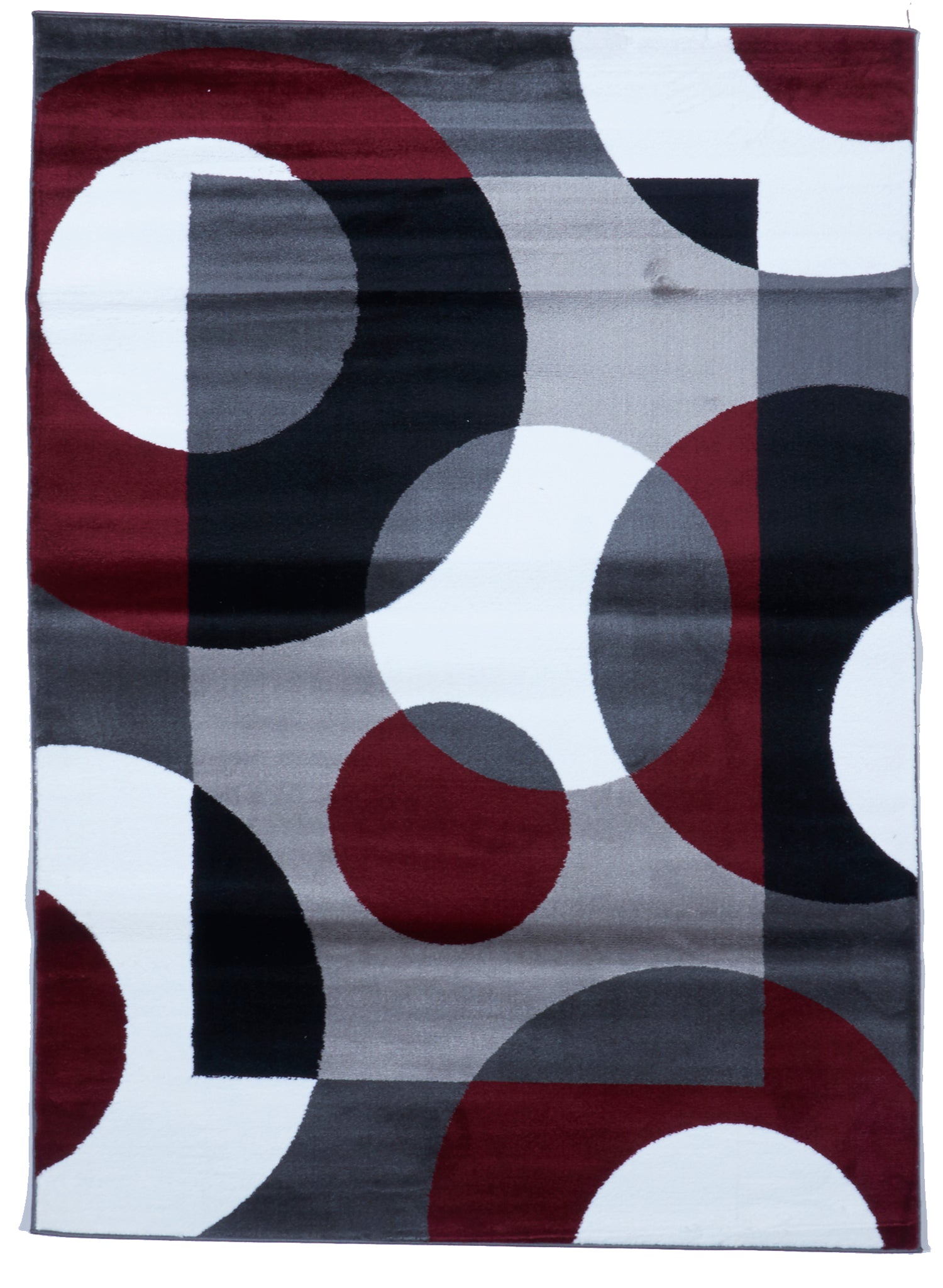 Contemporary Machine Made Gray Red Black Rug 5'3 x 7'3 - IGotYourRug