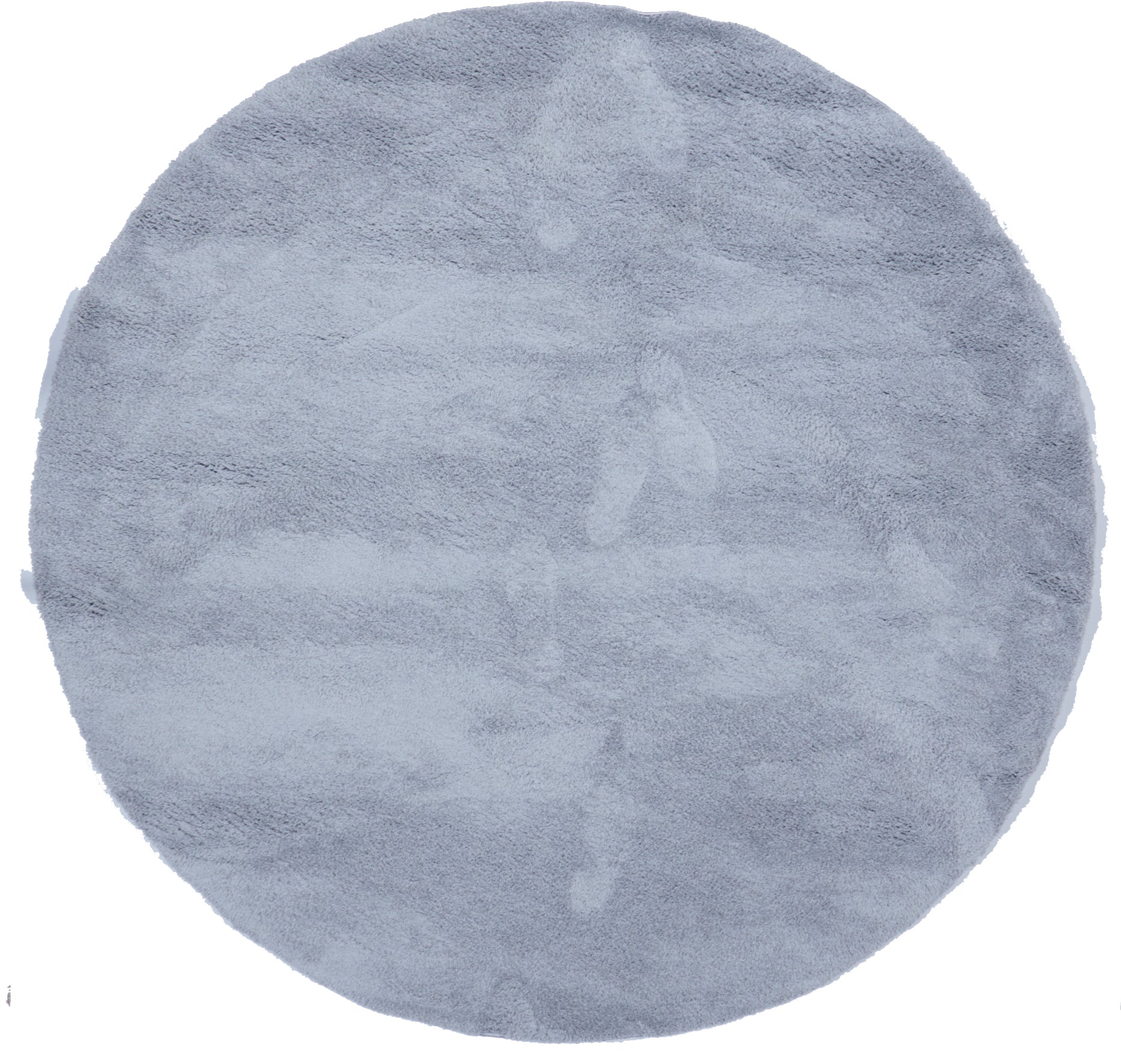 Solid Shag Machine Made Gray Wool Rug 6'4 Round - IGotYourRug