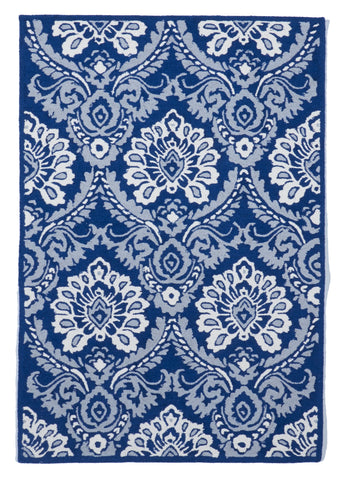 Transitional Tufted Blue Wool Rug 4'1 x 5'11