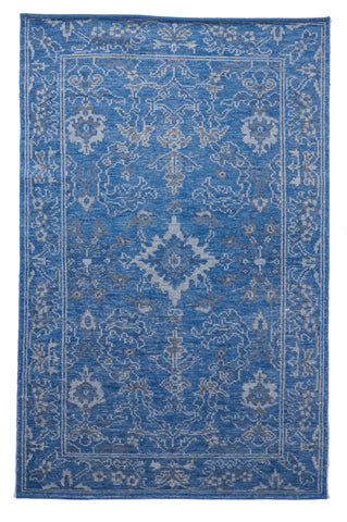 Transitional Hand Knotted Blue Wool Rug 5' x 8'