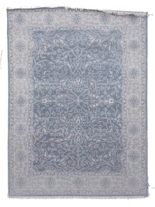 Transitional Hand Knotted Gray Wool Rug 5' x 7'