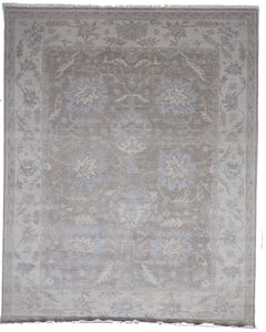 Transitional Hand Knotted Brown Wool Rug 8' x 10'