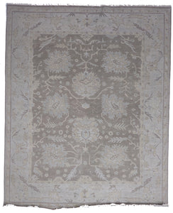Transitional Hand Knotted Brown Wool Rug 8' x 10'