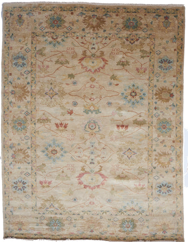 Oushak Traditional Hand Knotted Beige Tan Wool Rug 7'11 x 10'3 - IGotYourRug