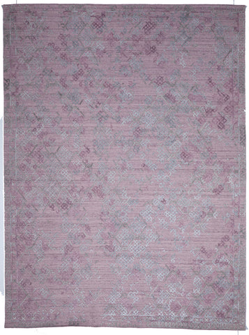 Transitional Hand Loomed Pink Wool/Art Silk Rug 9' x 12' - IGotYourRug