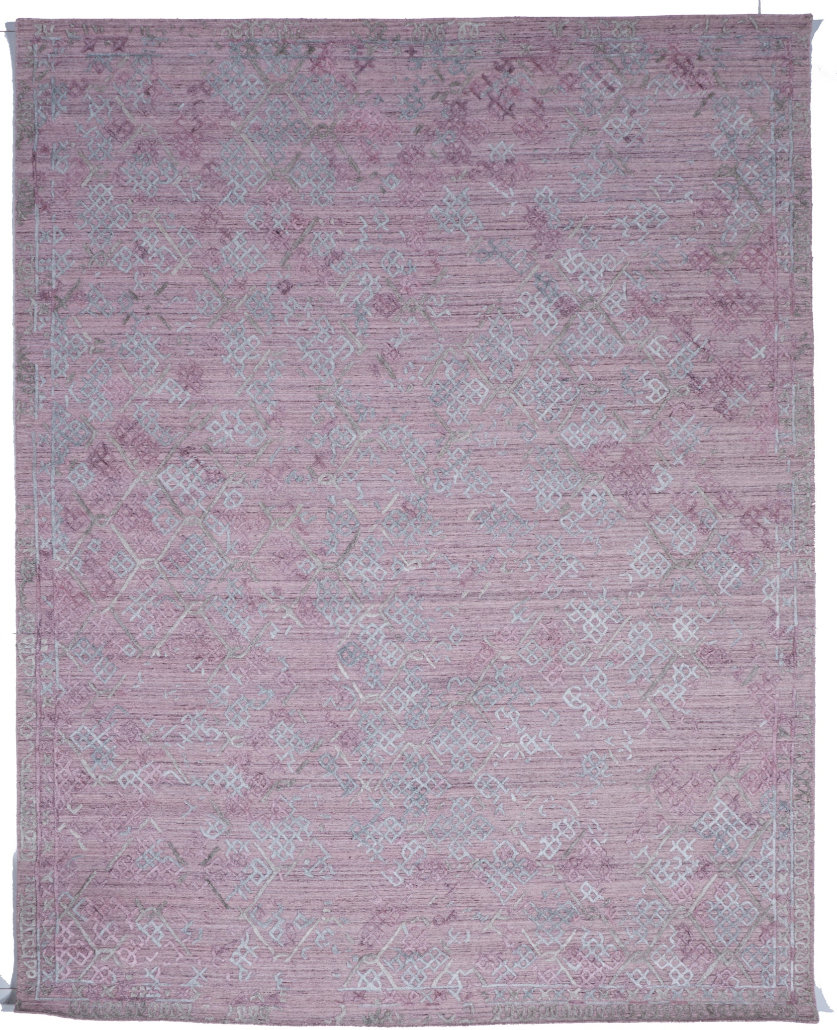 Transitional Hand Loomed Pink Wool/Art Silk Rug 7'11 x 10'1 - IGotYourRug