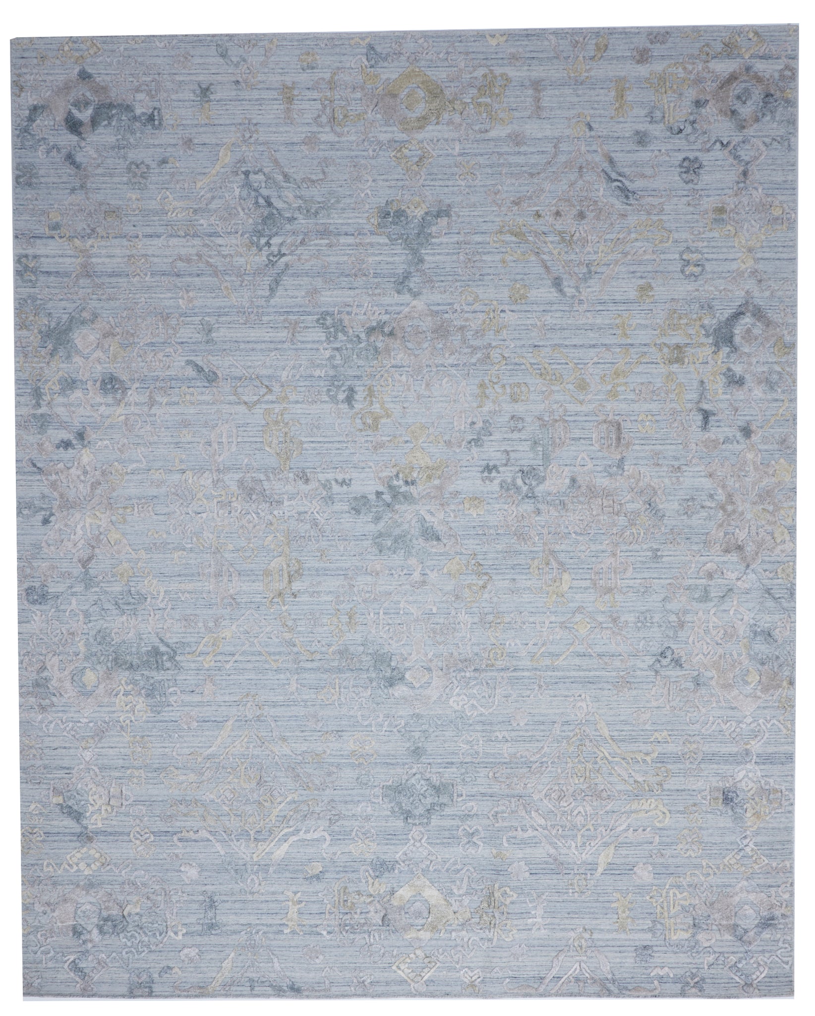 Transitional Hand Loomed Light Blue Wool/Art Silk Rug 8'1 x 9'11 - IGotYourRug