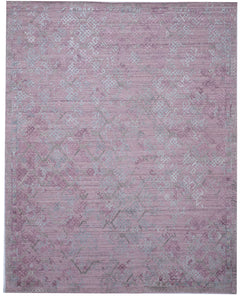 Transitional Hand Loomed Pink Wool/Art Silk Rug 8' x 10' - IGotYourRug
